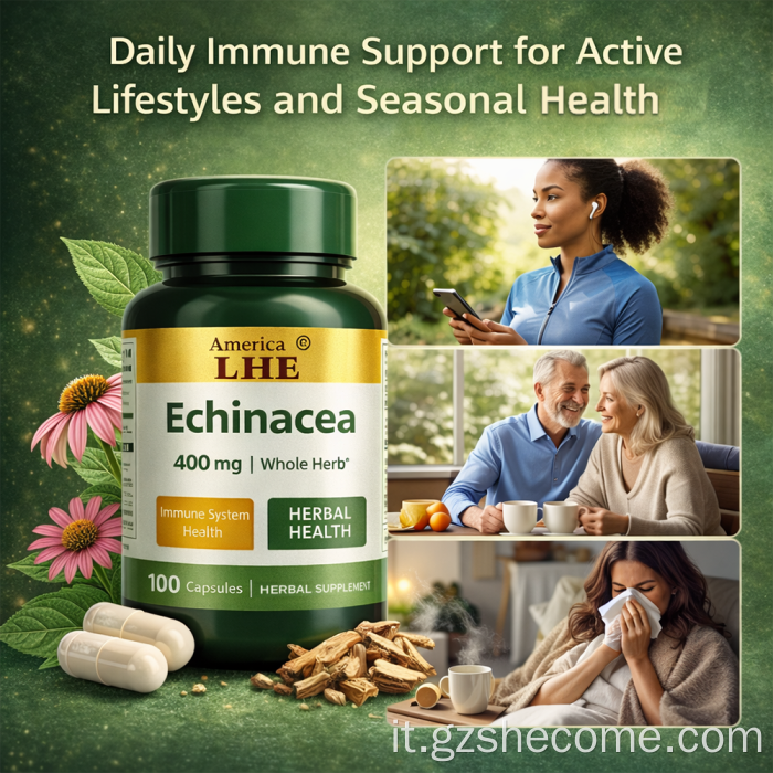 Le capsule di echinacea supportano la salute immunitaria